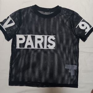 Black/white mesh top